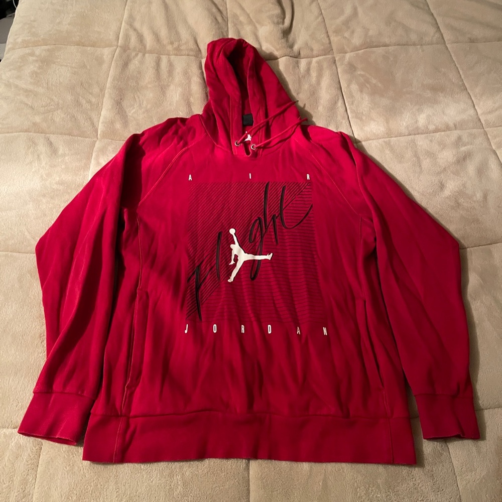 Nike Air Jordan Flight Men's Large Red Graphic Print Hoodie/Sweatshirt
